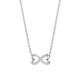 N5G60 Zilveren ketting + hanger infinity-teken + CZ 42+3cm Naiomy