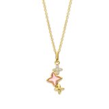 N5G52
Zilveren geel vergulde ketting+hanger sterretjesmotief + MOP/CZ 42+3cm Naiomy