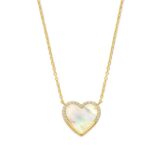 N5I60
Zilveren geel vergulde ketting + hanger hartje MOP + CZ 42+3 cm Naiomy