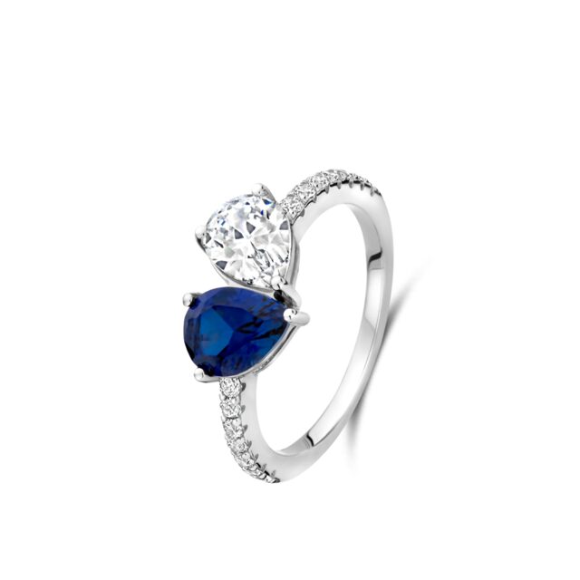 N5L55 
Ring zilver naiomy blauw en wit steen 