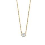 N5N61
Zilveren geel vergulde ketting + hanger CZ solitaire 42-45cm Naiomy