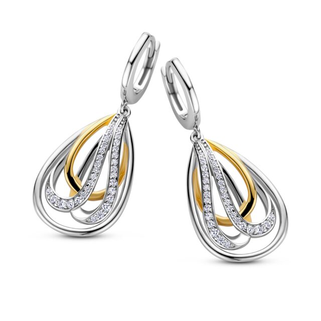 N4O68 Bicolor oorbellen gezet met zirconium Naiomy
