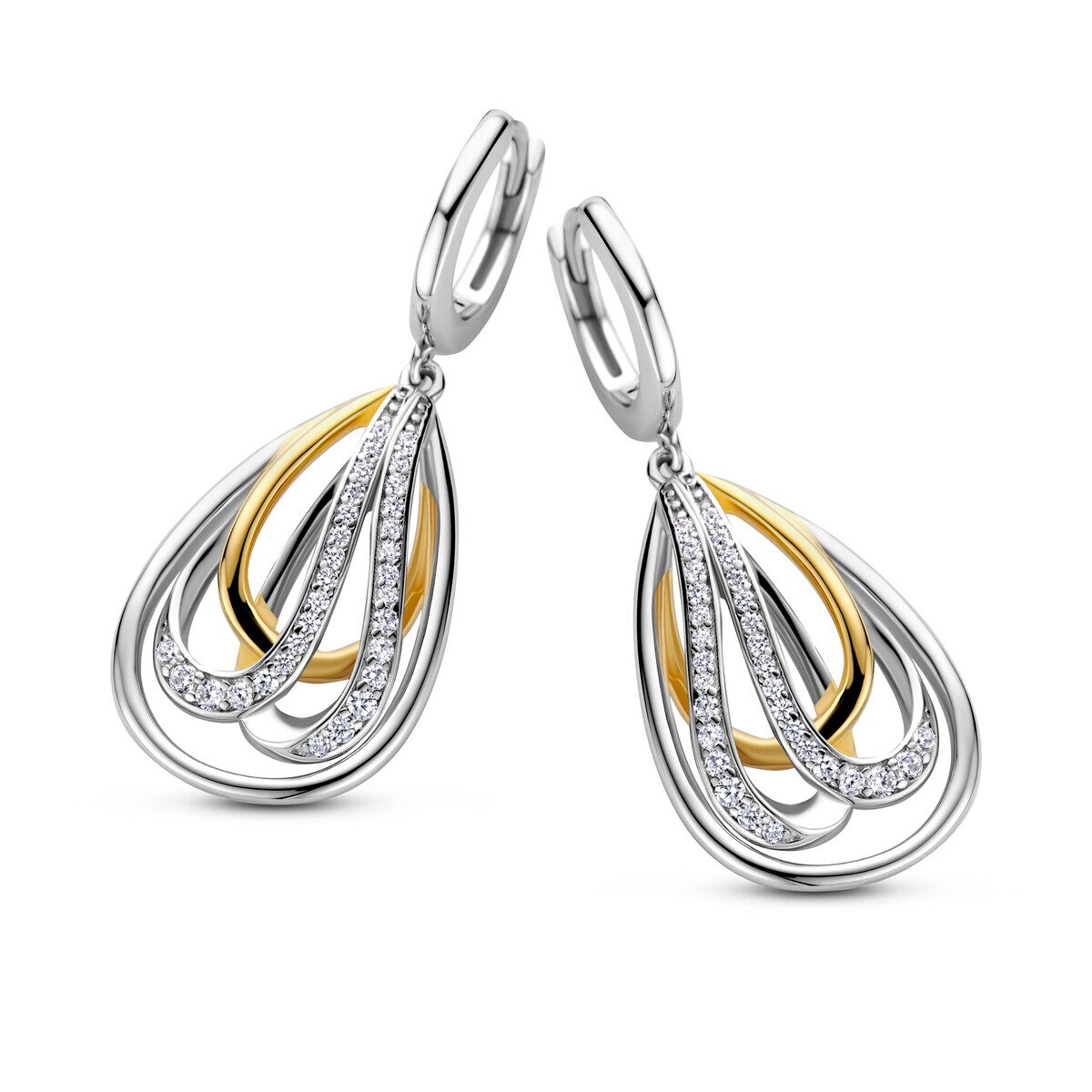 N4O68 Bicolor oorbellen gezet met zirconium Naiomy
