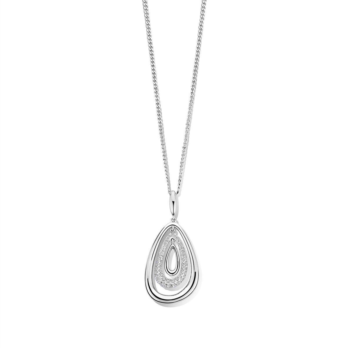 N4O64 
Zilveren ketting + hanger gezet met zirconium 40-42-45cm Naiomy
