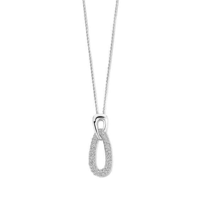 N4O58 Zilveren ketting gezet met zirconium 42-45cm Naiomy