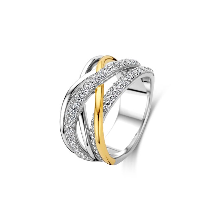 N4O66 Zilveren bicolor ring gezet met zirconium Naiomy