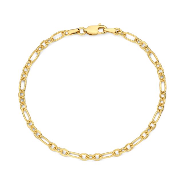 N5R60
Zilveren geel vergulde armband met geribde schakels 18cm Naiomy