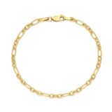 N5R60
Zilveren geel vergulde armband met geribde schakels 18cm Naiomy