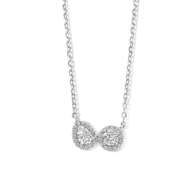 N4R57 Zilveren ketting + hanger bezet met zirkonia 42-45cm Naiomy