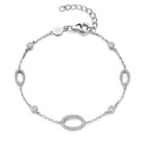N4S62 Zilveren armband met ovale motiefjes + CZ 17+3cm Naiomy