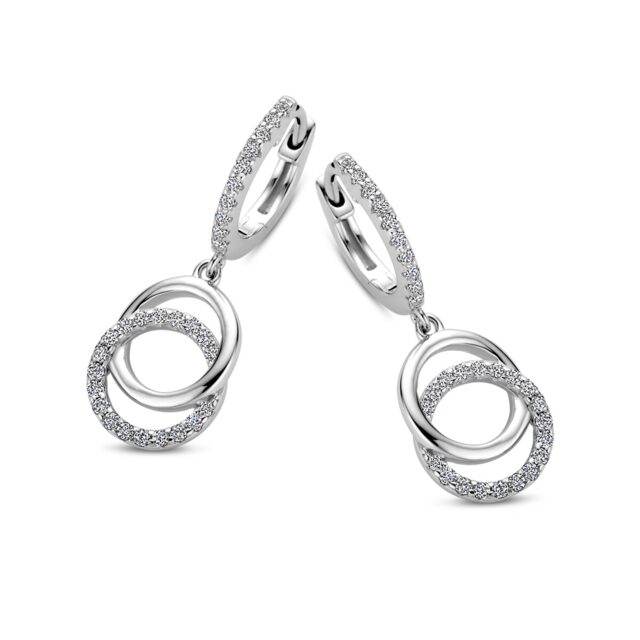 N4s56 Zilveren oorringen gezet met zirconium Naiomy
