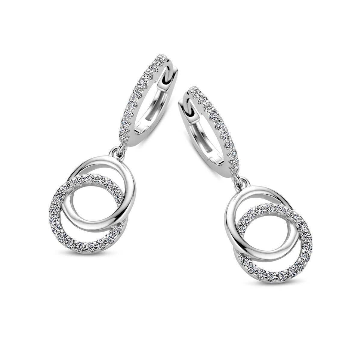 N4s56 Zilveren oorringen gezet met zirconium Naiomy

