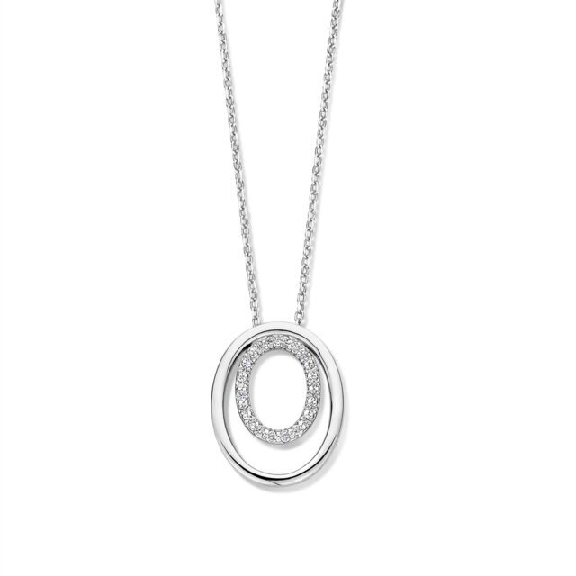 N4S58 Zilveren ketting + hanger gezet met zirconium