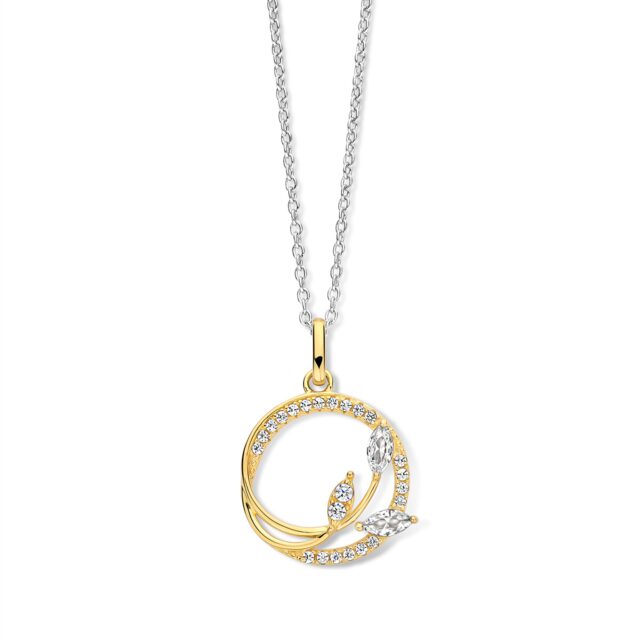 N4W66 Zilveren bicolor ketting gezet met zirconium 42 + 3 cm Naiomy