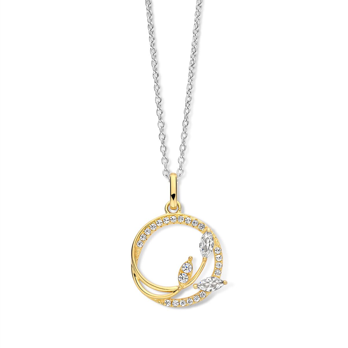 N4W66 Zilveren bicolor ketting gezet met zirconium 42 + 3 cm Naiomy