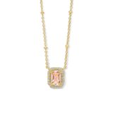 N4W63 Zilver vergulde ketting+hanger met roze steen+witte zirkonia 42-45cm Naiomy
