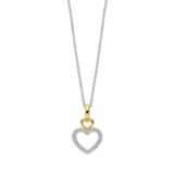 N4X52 Zilveren ketting + bicolor hanger in hartvorm