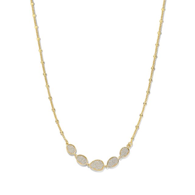 N4Y59 Zilveren geel vergulde ketting gezet met zirconium 42-45cm Naiomy