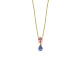 Emotions Pc1398  hanger met ketting geelgoud 18ct groene en roze toermalijn