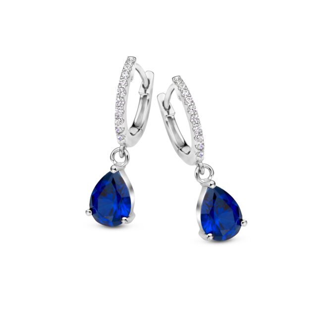 Zilveren oorringen met zirconium blauw  Naiomy N3U62