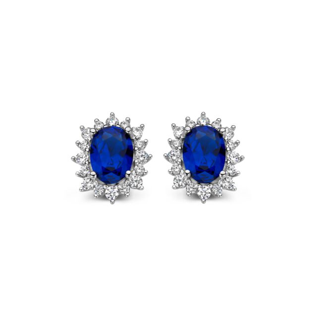 Zilveren oorringen met zirconium BLAUW  Naiomy N3U53