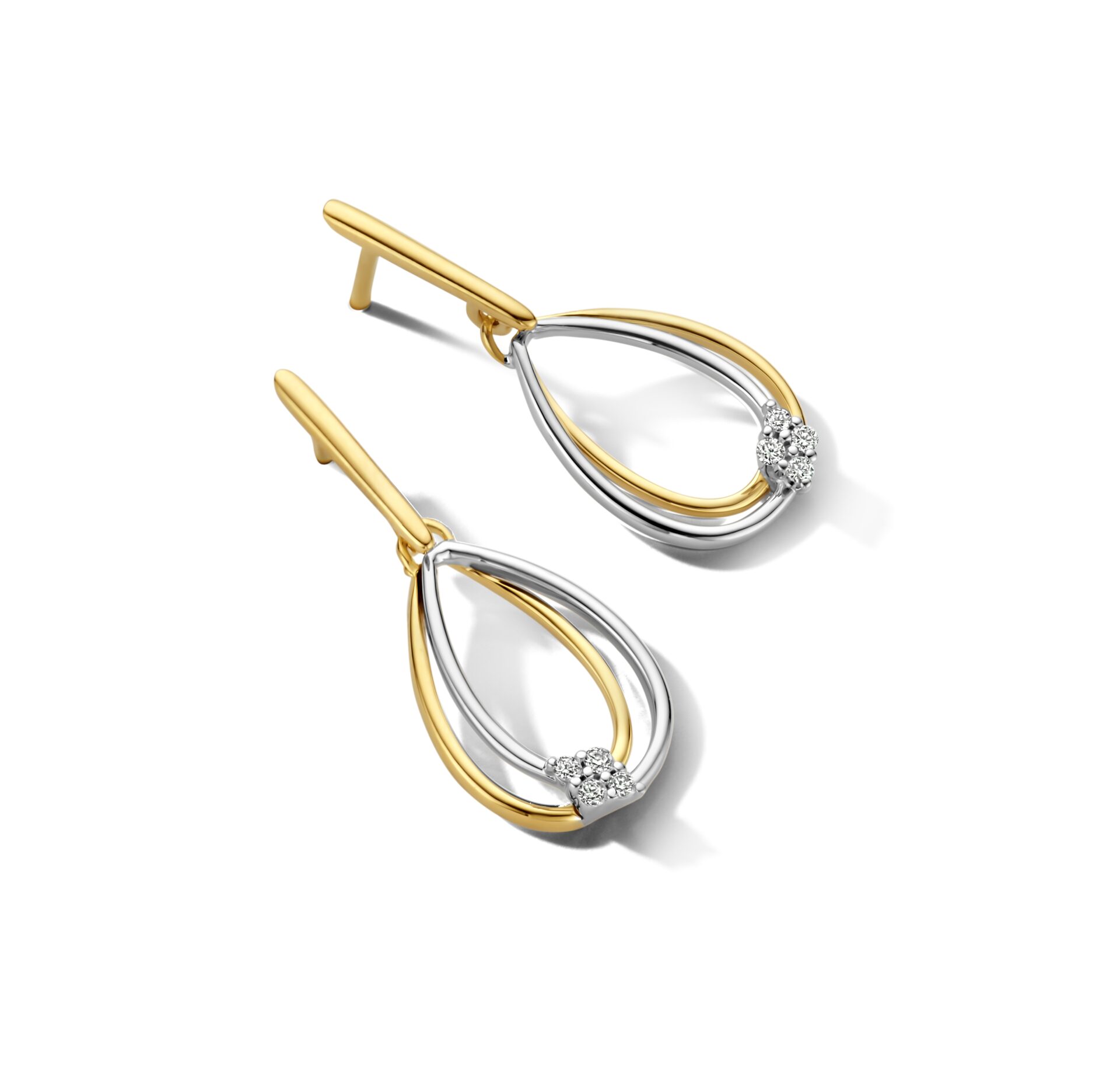 Y2377 oorslinger wit & geelgoud 18ct briljant 0.06ct