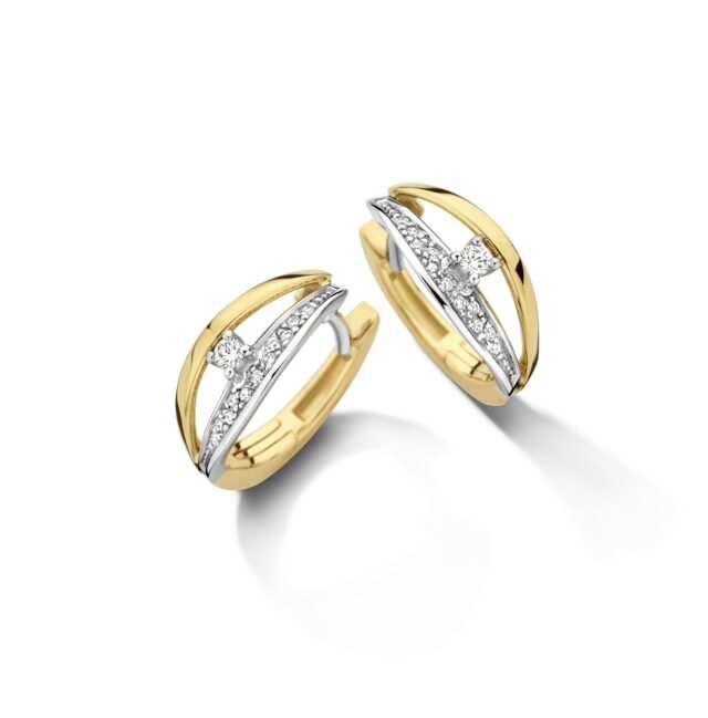Y2351 Creolen 18ct Wit & geel gout briljant 0.130ct