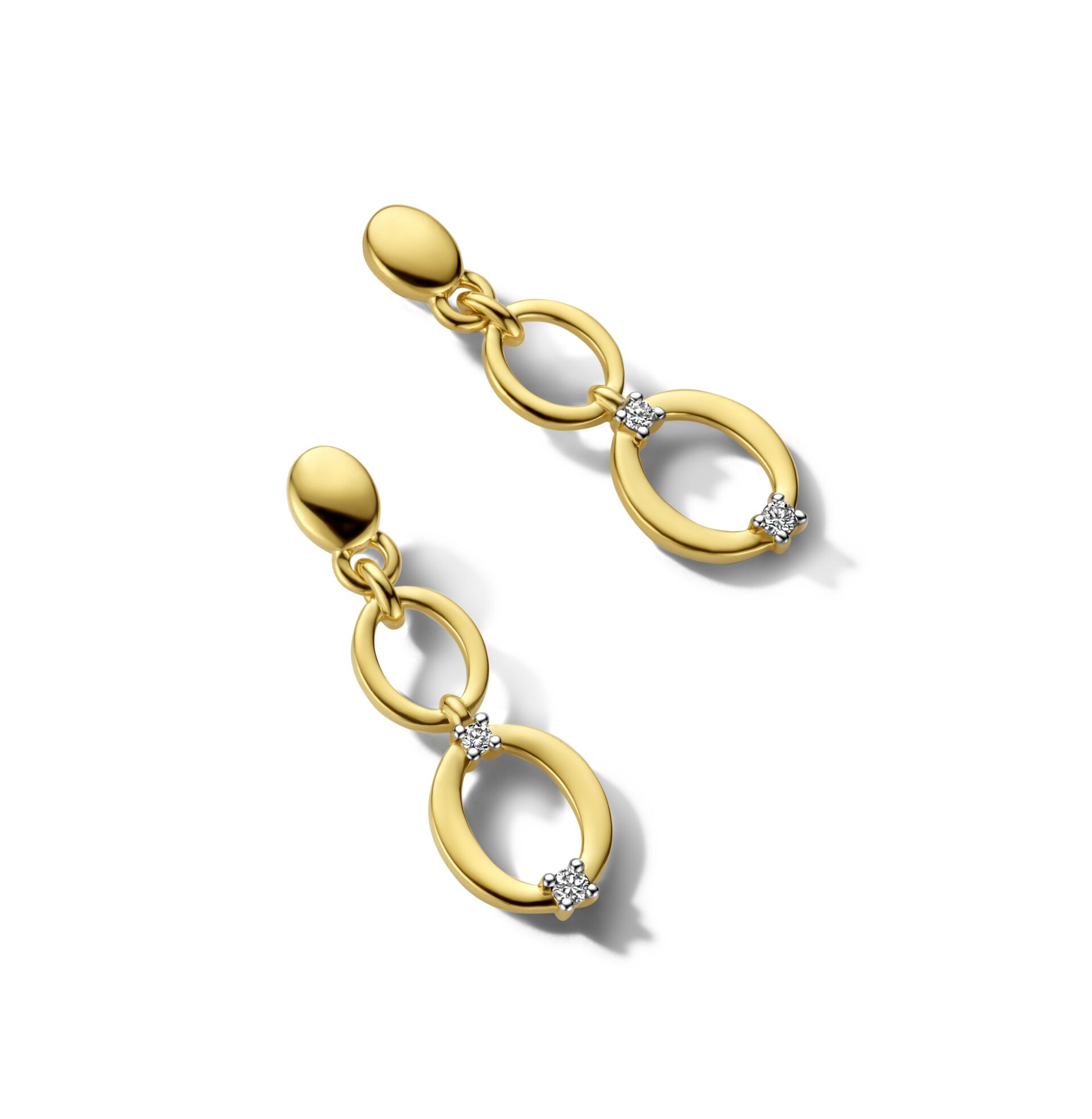 GO3718BB geelgouden oorringen  18ct  briljant 0.04ct LXB 21x7mm