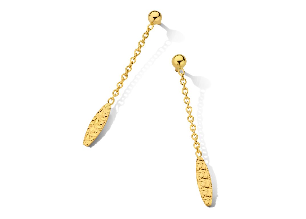 Y2434 Slingeroorbellen geelgoud 18ct Lengte 3.5 cm