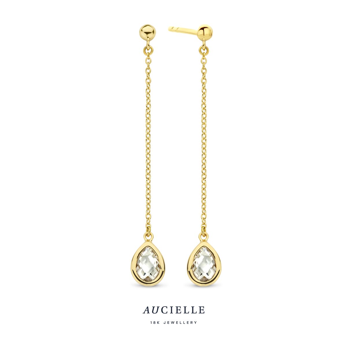 Aucielle oorring 18ct geelgoud zirconium