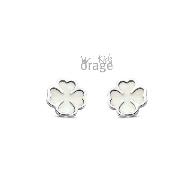 Orage Kids oorring klavertjes 4 parelmoer K2553