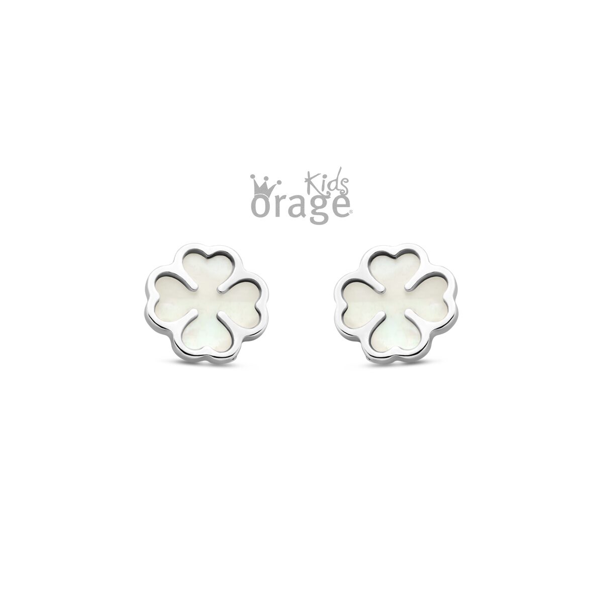 Orage Kids oorring klavertjes 4 parelmoer K2553