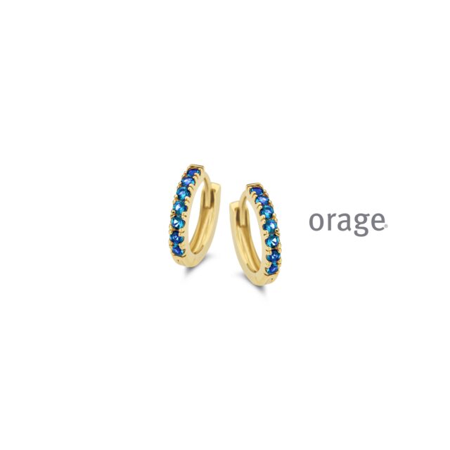 Orage oorring aw037 blauw verguld 