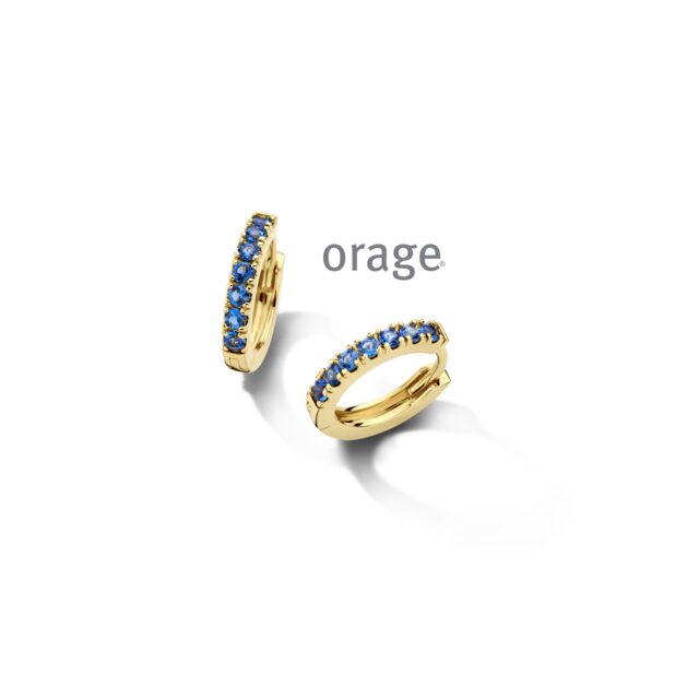 Orage oorring aw037 blauw verguld 