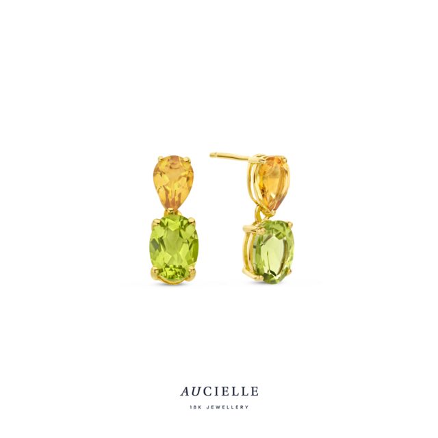Aucielle oorringen AE0022C 18ct geelgoud  peridot citrine