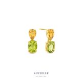 Aucielle oorringen AE0022C 18ct geelgoud  peridot citrine