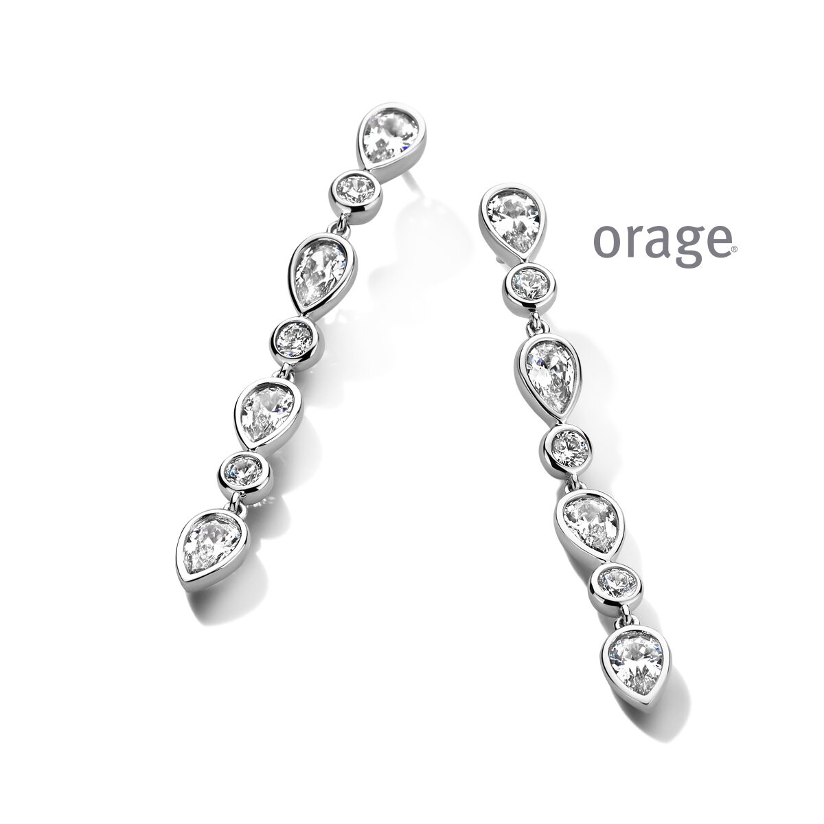 AW024  orage oorslingers zilver zirconium 