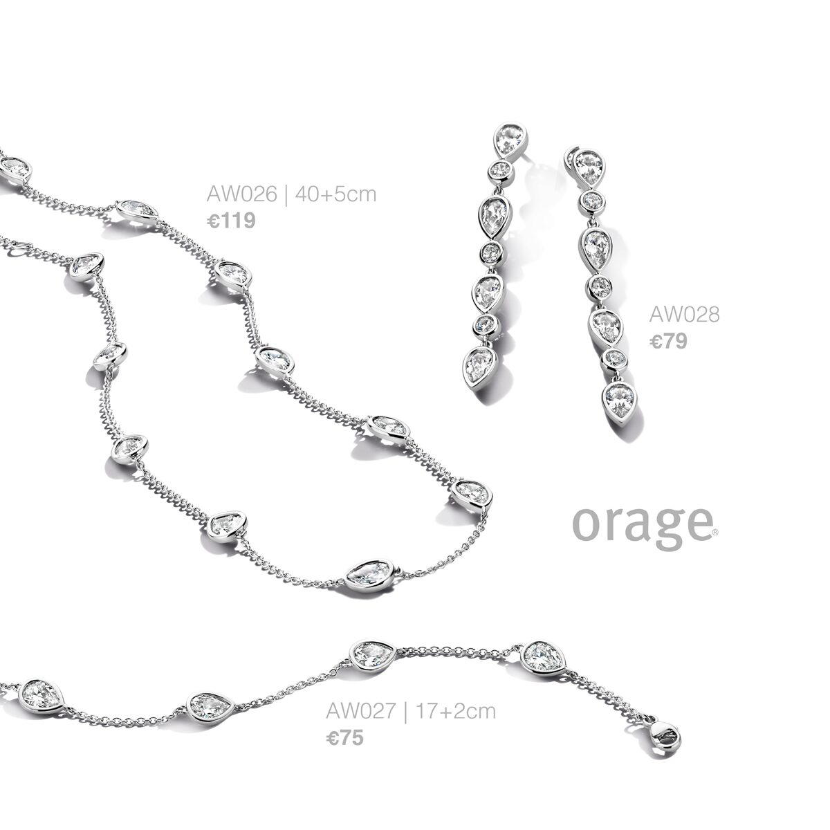 AW024  orage oorslingers zilver zirconium 
