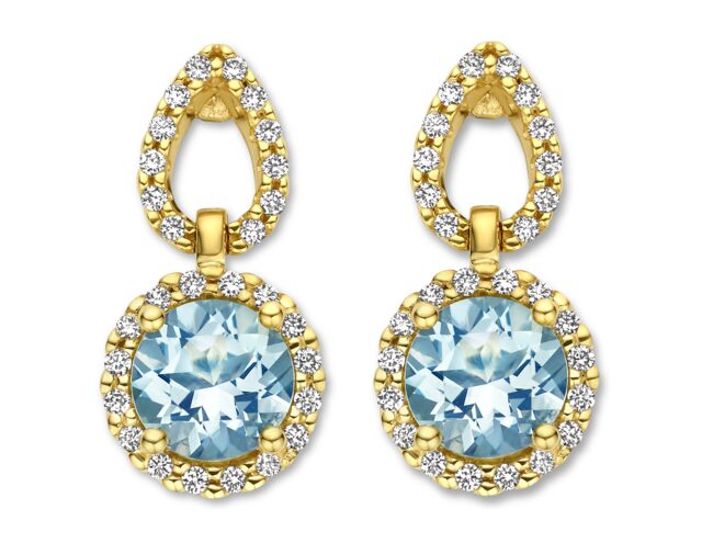 You and Me  y2208 Geelgouden oorringen 18ct topaas & briljant