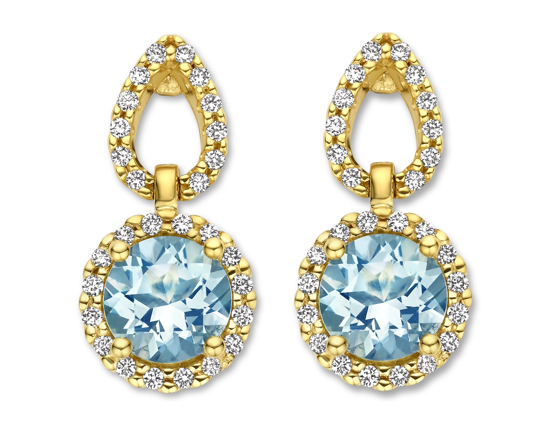 You and Me  y2208 Geelgouden oorringen 18ct topaas & briljant