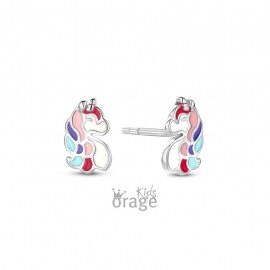 K2708 Orage Kids oorring eenhoorn multicolor zilver