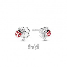 K2718 Orage Kids oorring klaver lieveheersbeestje zilver 
