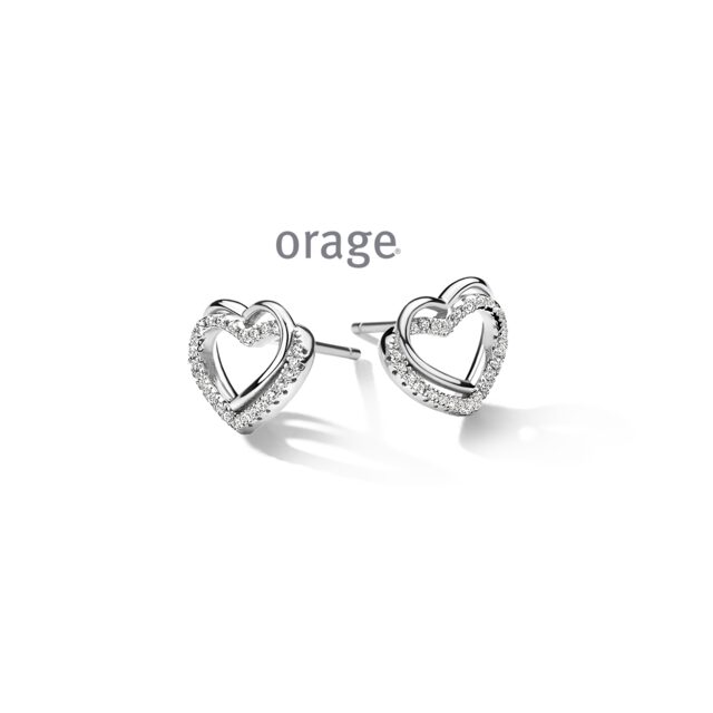 Orage oorringen hart zilver