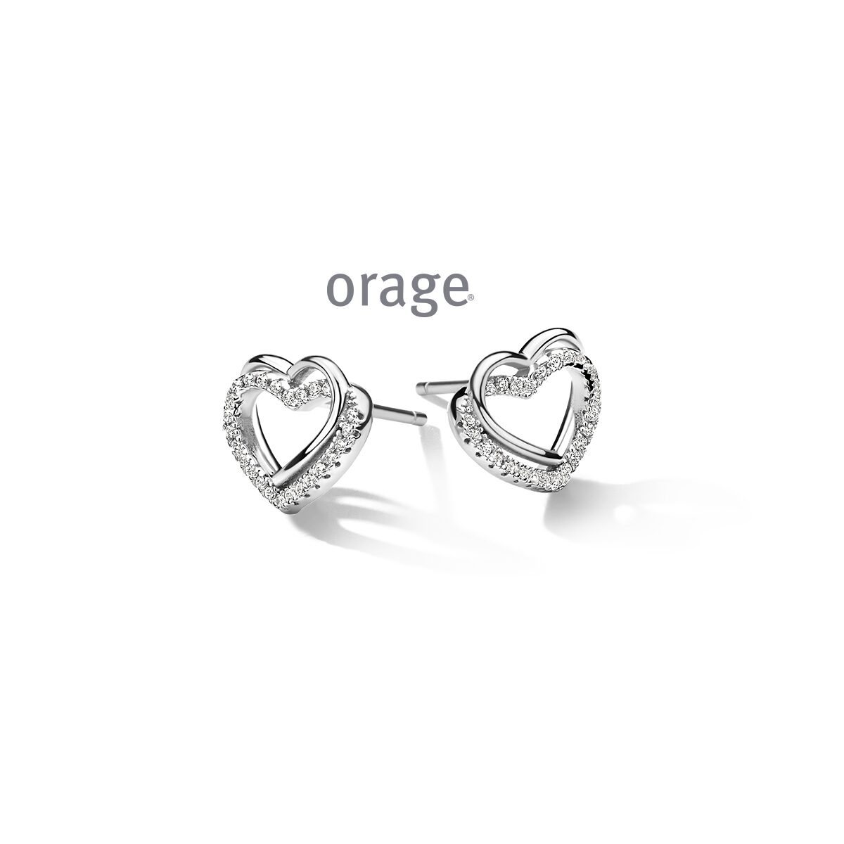 Orage oorringen hart zilver