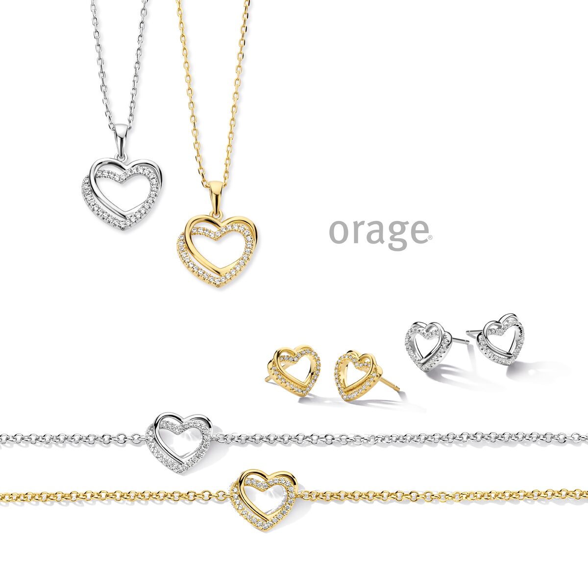 Orage oorringen hart zilver
