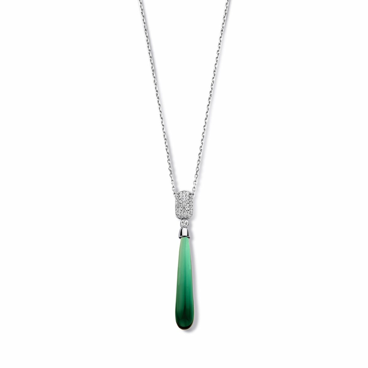 Zilveren oorbellen pavé + zirconium + groene steen Naiomy N3R59