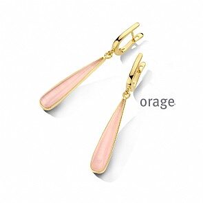 AW285 oorslingers roze cat eye verguld