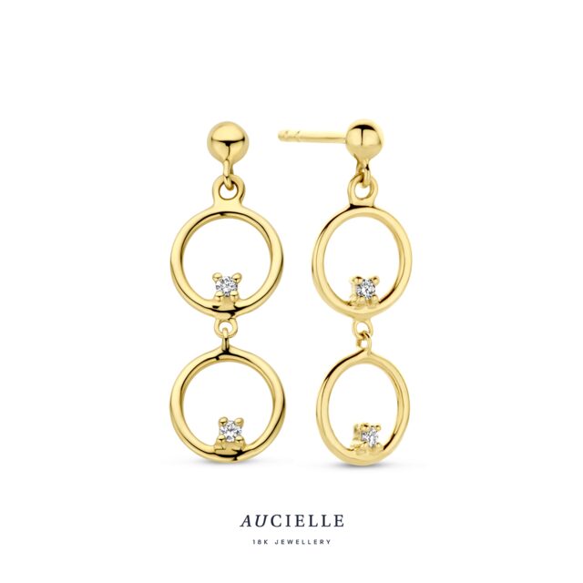 Aucielle  AE0052D Geelgouden oorring 18ct met briljant 0.06ct