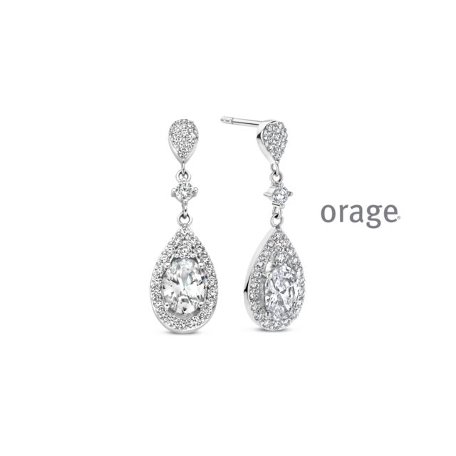 Aw006 oorslingers Orage zilver zirconium 