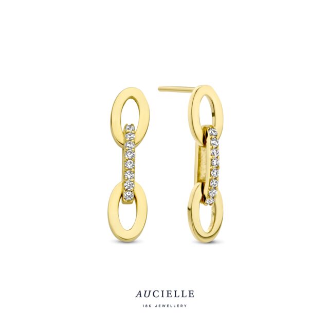 Aucielle AE0004C oorringen geelgoud 18ct zirconium